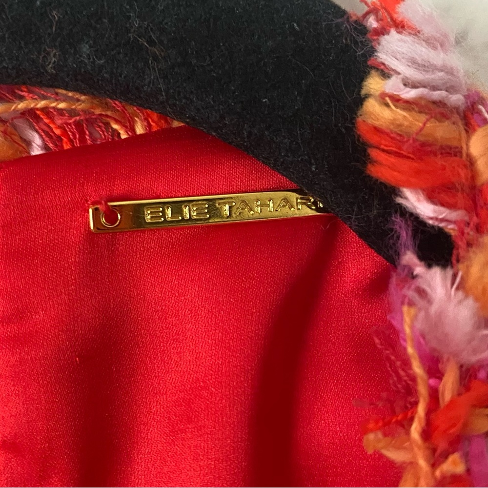 Elie Tahari 100% Cotton Andrea Seath Tweed Mini Dress Size 2 Vibrant Red Pockets - Picture 9 of 11